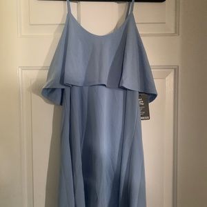 NEW Express Blue Ruffle Top Strappy Mini Dress Sz X-small